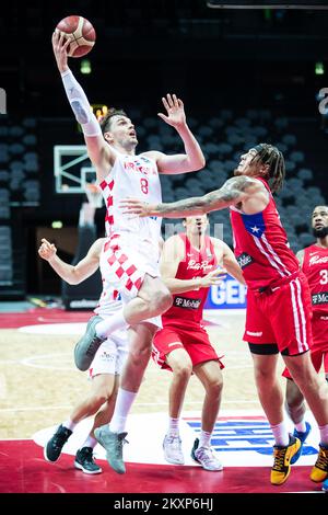 Mario Hezonja von Kroatien während eines Basketballspiels zwischen Kroatien und Puerto Rico in der Spaladium Arena in Split, Kroatien, am 23. Juni 2021. Foto: Milan Sabic/PIXSELL Stockfoto