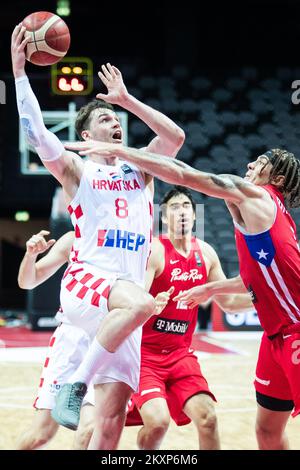 Mario Hezonja von Kroatien während eines Basketballspiels zwischen Kroatien und Puerto Rico in der Spaladium Arena in Split, Kroatien, am 23. Juni 2021. Foto: Milan Sabic/PIXSELL Stockfoto