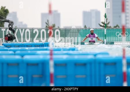 Matija Marinic von Kroatien in Aktion bei den Olympischen Spielen 2020 Canoe Slalom Men's C1 Semifinal am Kasai Canoe Slalom Centre in Tokio, Japan, am 26. Juli 2021. Foto: Igor Kralj/PIXSELL Stockfoto