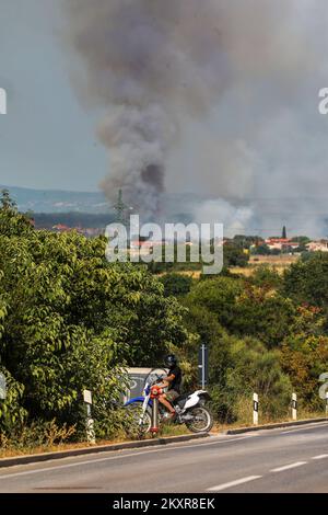 12. August 2021, Pula - In der näheren Umgebung von Pula, genauer gesagt zwischen Sikici und Skatari, Brach Ein Feuer aus, das mit Hilfe von Feuerwehrleuten aus Pula, Medulin, Fazana, Galizana und anderen DVDs und schließlich Kanadiern erfolgreich gelöscht wurde. Foto: Srecko Niketic/PIXSELL Stockfoto