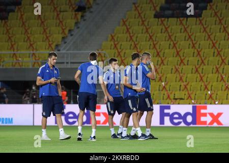 TIRASPOL, MOLDAWIEN - AUGUST 17: GNK Dinamo Spieler im Stadion vor dem Spiel UEFA Champions League Play-offs Leg One zwischen dem FC Sheriff und Dinamo Zagreb am 17. August 2021 im Sheriff Stadium in Tiraspol, Moldawien. Foto: Goran Stanzl/PIXSELL Stockfoto