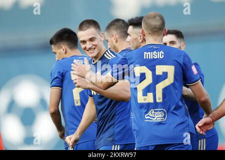 11.09.2021., Stadion Maksimir, Zagreb - Hrvatski Telekom Prva Liga, 8. kolo, GNK Dinamo - HNK Sibenik. Bruno Petkovic, Arijan Ademi, Rasmus Steensbaek Lauritsen, Luka Ivanusec. Foto: Slavko Midzor/PIXSELL Stockfoto