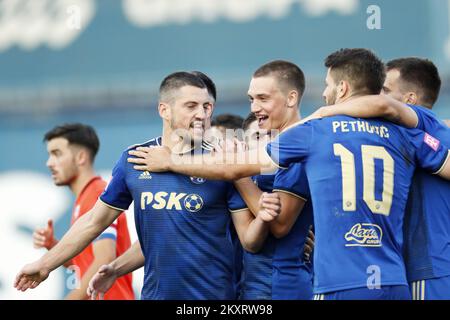 11.09.2021., Stadion Maksimir, Zagreb - Hrvatski Telekom Prva Liga, 8. kolo, GNK Dinamo - HNK Sibenik. Bruno Petkovic, Arijan Ademi, Rasmus Steensbaek Lauritsen, Luka Ivanusec. Foto: Slavko Midzor/PIXSELL Stockfoto