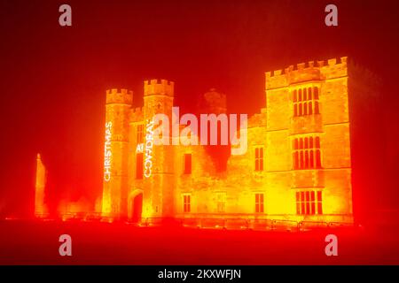 Midhurst, West Sussex, Großbritannien. 30.. November 2022 Am Vorabend der Weihnachtsfeier im Cowdray Park im historischen Cowdray Park im Herzen des South Downs-Nationalparks gibt es atemberaubende Lichtpfade. Das magische, immersive Erlebnis zeigt eine Reihe wunderschöner großer Lichtkunstinstallationen, um die Magie dieser wunderbarsten Zeit des Jahres festzuhalten. Kredit: Carolyn Jenkins/Alamy Live News Stockfoto