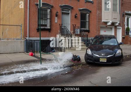 Schaden, Hoboken. Hurrikan Sandy Aus New Jersey. Fotos zu Katastrophen- und Notfallmanagementprogrammen, Aktivitäten und Beamten Stockfoto