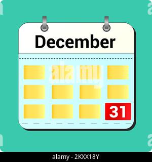 Kalendervektorzeichnung, Datum Dezember 31 auf der Seite Stock Vektor