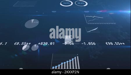 Bild von der Verarbeitung von Finanzdaten, sich ändernden Zahlen und Statistiken Stockfoto