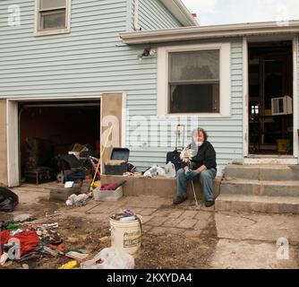 Nach Hurrikan Sandy in New Jersey. Hurrikan Sandy Aus New Jersey. Fotos zu Katastrophen- und Notfallmanagementprogrammen, Aktivitäten und Beamten Stockfoto