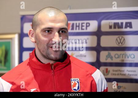 Kroatischer Handballspieler Zeljko Musa während des Treffens in Zagreb, Kroatien am 14. März 2022. Mitglieder des Handballteams der Männer versammelten sich im Westin Hotel, danach wird das Team nach Varazdin reisen, wo sie bleiben und nächste Woche trainieren. Foto: Goran Stanzl/PIXSELL Stockfoto