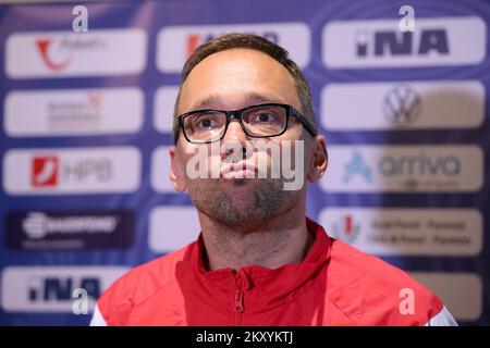 National Handball Team Coach Hrvoje Horvat während des Treffens in Zagreb, Kroatien am 14. März 2022. Mitglieder des Handballteams der Männer versammelten sich im Westin Hotel, danach wird das Team nach Varazdin reisen, wo sie bleiben und nächste Woche trainieren. Foto: Goran Stanzl/PIXSELL Stockfoto