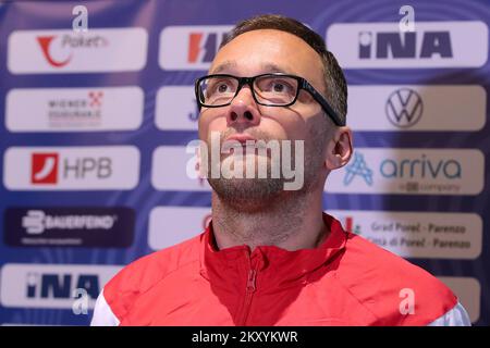 National Handball Team Coach Hrvoje Horvat während des Treffens in Zagreb, Kroatien am 14. März 2022. Mitglieder des Handballteams der Männer versammelten sich im Westin Hotel, danach wird das Team nach Varazdin reisen, wo sie bleiben und nächste Woche trainieren. Foto: Goran Stanzl/PIXSELL Stockfoto