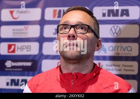 National Handball Team Coach Hrvoje Horvat während des Treffens in Zagreb, Kroatien am 14. März 2022. Mitglieder des Handballteams der Männer versammelten sich im Westin Hotel, danach wird das Team nach Varazdin reisen, wo sie bleiben und nächste Woche trainieren. Foto: Goran Stanzl/PIXSELL Stockfoto