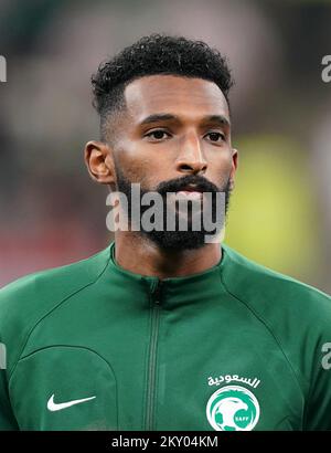 Saudi-Arabiens Firas Al-Buraikan vor dem Spiel der Gruppe C der FIFA-Weltmeisterschaft im Lusail Stadium in Lusail, Katar. Bilddatum: Mittwoch, 30. November 2022. Stockfoto