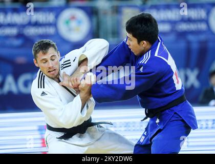 Eunkyul Lee von Korea in einem Kampf gegen Martin Hojak von Slowenien in der Kategorie der Männer bis 73kg während der IJF World Tour Zagreb Grand Prix, die am 16. Juli 2022 in der Zagreb Arena in Zagreb, Kroatien, stattfindet. Foto: Zeljko Hladika/PIXSELL Stockfoto