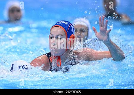 SPLIT, KROATIEN - 01. SEPTEMBER: Nina ten Broek aus den Niederlanden während des len-Wasserpolo-Europameisterschaftskampfs zwischen Rumänien und den Niederlanden in der Spaladium Arena am 01. September 2022 in Split, Kroatien Foto: Marko Lukunic/PIXSELL Stockfoto