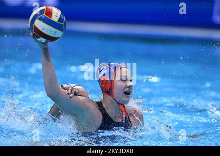 SPLIT, KROATIEN - 01. SEPTEMBER: Nina ten Broek aus den Niederlanden während des len-Wasserpolo-Europameisterschaftskampfs zwischen Rumänien und den Niederlanden in der Spaladium Arena am 01. September 2022 in Split, Kroatien Foto: Marko Lukunic/PIXSELL Stockfoto