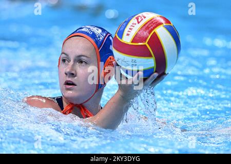 SPLIT, KROATIEN - 01. SEPTEMBER: Nina ten Broek aus den Niederlanden während des len-Wasserpolo-Europameisterschaftskampfs zwischen Rumänien und den Niederlanden in der Spaladium Arena am 01. September 2022 in Split, Kroatien Foto: Marko Lukunic/PIXSELL Stockfoto