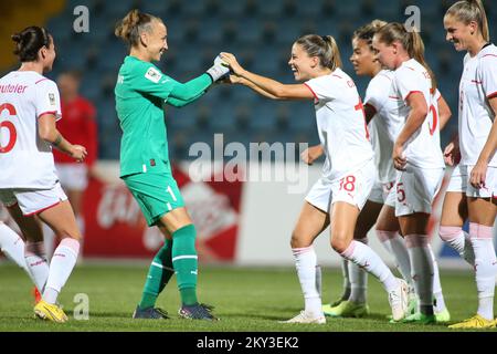 KARLOVAC, SEPTEMBER 02: Viola Calligaris aus der Schweiz feiert nach einem Treffer während des Qualifikationsspiels der FIFA Women's World Cup 2023 zwischen Kroatien und der Schweiz im Branko Cavlovic-Cavlek Stadion am 2. September 2022 in Karlovac, Kroatien. Foto: Matija Habljak/PIXSEL Stockfoto