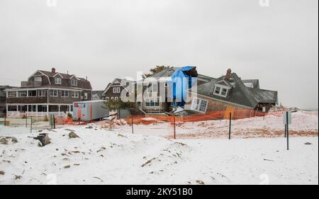 Hurrikanschäden in Mantoloking. Hurrikan Sandy Aus New Jersey. Fotos zu Katastrophen- und Notfallmanagementprogrammen, Aktivitäten und Beamten Stockfoto