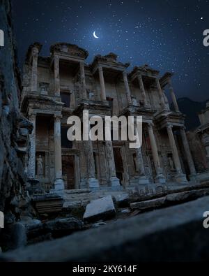 Celsus Bibliothek in Ephesus antike Stadt in Izmir, Türkei. Stockfoto