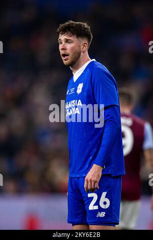 Cardiff, Großbritannien. 30.. November 2022. Jack Simpson aus Cardiff City in Aktion. Cardiff City gegen Aston Villa beim Peter Whittingham Memorial Match im Cardiff City Stadium am 30.. November 2022. Kredit: Lewis Mitchell/Alamy Live News Stockfoto