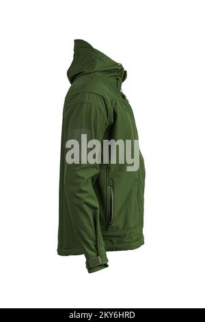 Moderne warme Herrenjacke isoliert auf weißem Hintergrund. Freizeitkleidung. Jacke für Sport und Freizeit. Stockfoto