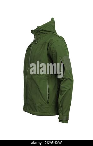 Moderne warme Herrenjacke isoliert auf weißem Hintergrund. Freizeitkleidung. Jacke für Sport und Freizeit. Stockfoto