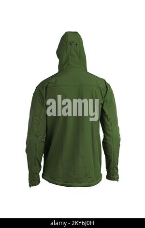 Moderne warme Herrenjacke isoliert auf weißem Hintergrund. Freizeitkleidung. Jacke für Sport und Freizeit. Stockfoto