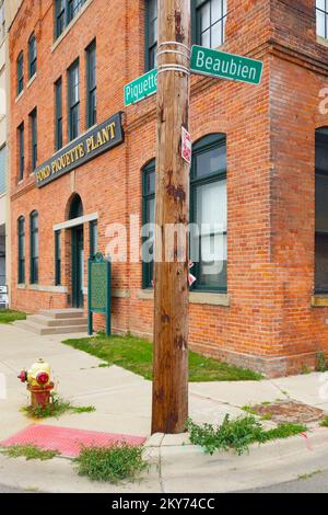 Ford Piquette Plant in der 461 Piquette Ave an der Ecke Beaubien Boulevard in Detroits Piquette Avenue Industrial Historic District in Michigan, USA. Stockfoto