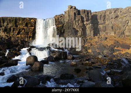 Oxrafoss am Morgen Stockfoto