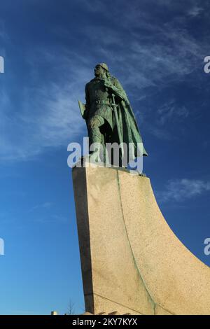 Statue von Leifur Eiríksson Stockfoto