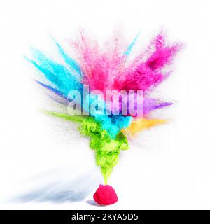 Abbildung der Pulverexplosion mit Textur und Farbe. Stockfoto