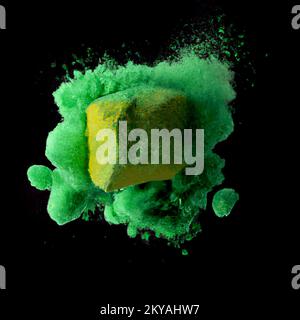 Abbildung der Pulverexplosion mit Textur und Farbe. Stockfoto