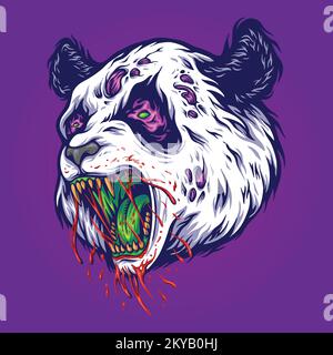 Panda Bärenkopf Monster Illustration Vektorbilder für dein Arbeitslogo, Merchandise-T-Shirt, Aufkleber und Etikettendesigns, Poster, Grußkarten Stock Vektor