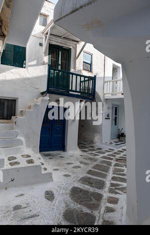 Die weiß getünchte Altstadt von Horta, Mykonos, Griechenland Stockfoto