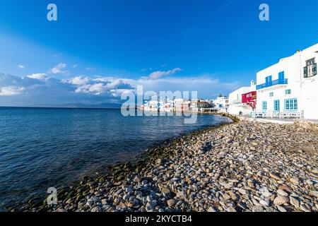 Little Venice, Horta, Mykonos, Griechenland Stockfoto