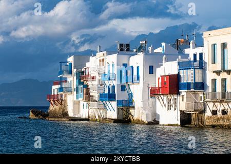 Little Venice, Horta, Mykonos, Griechenland Stockfoto