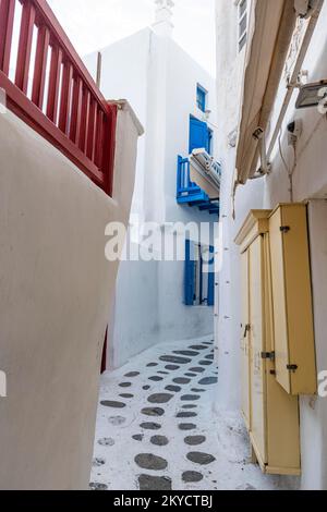 Die weiß getünchte Altstadt von Horta, Mykonos, Griechenland Stockfoto