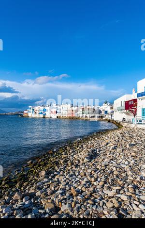 Little Venice, Horta, Mykonos, Griechenland Stockfoto