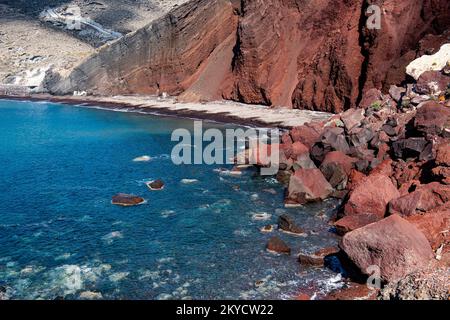 Roter Strand, Santorini, Griechenland Stockfoto