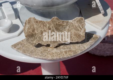 Karte der Türkei Schnitt auf Marmor Stein beschrieben Stockfoto