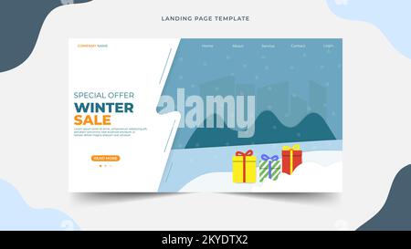 Winter Weihnachten Landing Page Vorlage Papier Art Hintergrund, einfaches Design Konzept für Webseite Hintergrund Stock Vektor