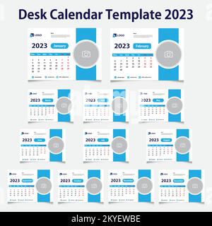 Monatskalender 2023, minimalistisches, modernes und klassisches Kalenderdesign für Druckvorlagen Stock Vektor