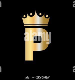 Crown-Logo-Design mit dem Buchstaben P für wohltätige Zwecke mit Vektorvorlage für Einheitensymbol Stock Vektor