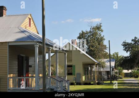 St. Bernard Parish, La., 27. August 2015 - infolge der umfangreichen Schäden durch den Hurrikan Katrina wurde der Islenos Museumskomplex mit Hilfe des FEMA Public Assistance Grant-Programms wiederaufgebaut. Der Komplex war ein Halt auf einer einwöchigen Erholungstour, die von St. Bernard Parish zum 10.. Jahrestag des Hurrikans Katrina. Stockfoto