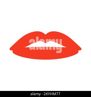 Symbol mit roten Lippen isoliert auf weißem Hintergrund Stock Vektor