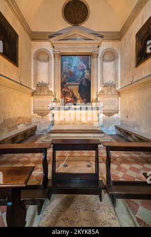 Italien Veneto Venedig - Kirche San Francesco della Vigna (1554) - Giustinianis Kapelle - Paolo Veronese - "Heilige Familie mit der heiligen Katharina und dem heiligen Antonius Abt" Stockfoto