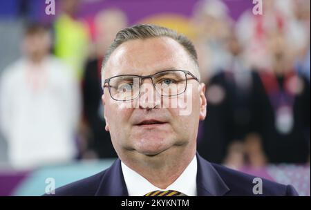 Cheftrainer Czeslaw Michniewicz von Polen während der FIFA-Weltmeisterschaft 2022, Fußballspiel der Gruppe C zwischen Polen und Argentinien am 30. November 2022 im Stadium 974 in Doha, Katar - Foto: Sebastian El-saqqa/DPPI/LiveMedia Stockfoto