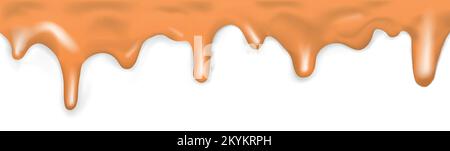 Fließendes Karamell auf weißem Hintergrund - Vektordarstellung Stock Vektor