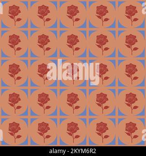 Nahtloses Vektormuster aus einzelnen Rosenblumen Stock Vektor